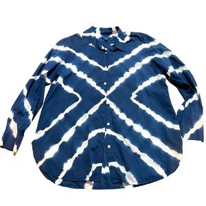 Chaps blue & white tie dye button shirt Sz L